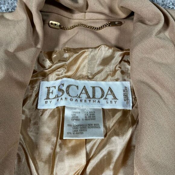 Escada Margaretha Ley Double Breasted Mustard Tan Blazer Suit Jacket - Picture 4 of 9